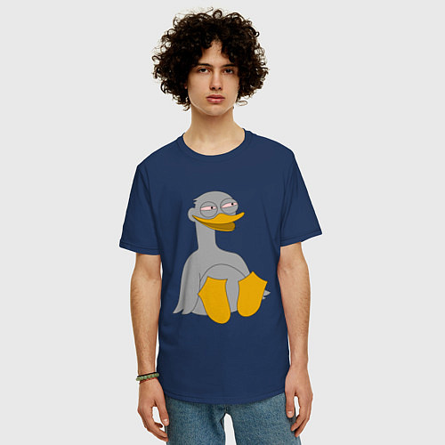 Мужская футболка оверсайз Два весёлых гуся СЕРЫЙ / Тёмно-синий – фото 3