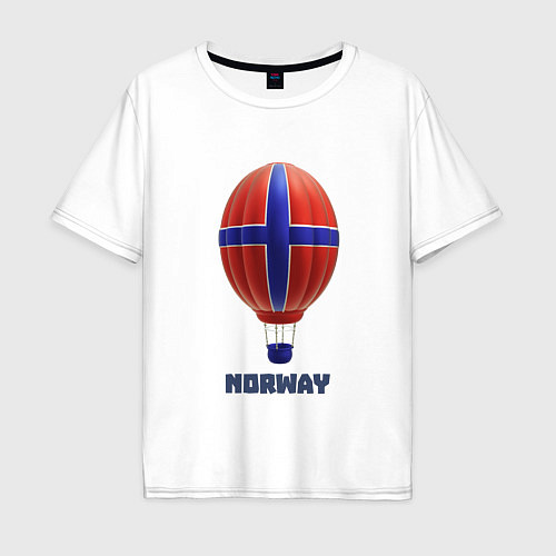 Мужская футболка оверсайз 3d aerostat Norway flag / Белый – фото 1