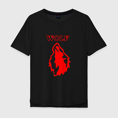 Мужская футболка оверсайз Red the wolf / Черный – фото 1