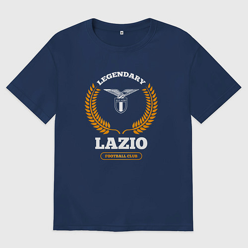 Мужская футболка оверсайз Лого Lazio и надпись Legendary Football Club / Тёмно-синий – фото 1