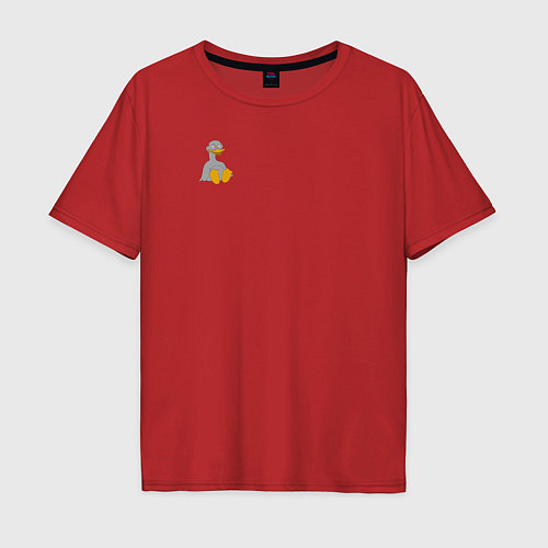 Мужская футболка оверсайз Два весёлых гуся СЕРЫЙ mini / Красный – фото 1