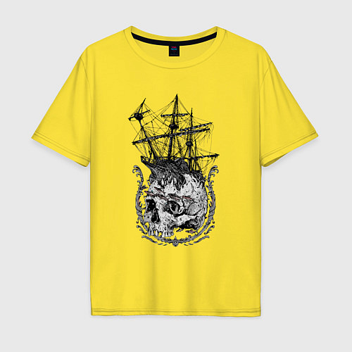 Мужская футболка оверсайз The frigate and the Pirates Skull / Желтый – фото 1