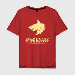Футболка оверсайз мужская Космические волки лого винтаж, цвет: красный