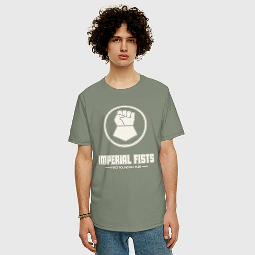 Мужская футболка оверсайз Имперские кулаки лого винтаж / Авокадо – фото 3
