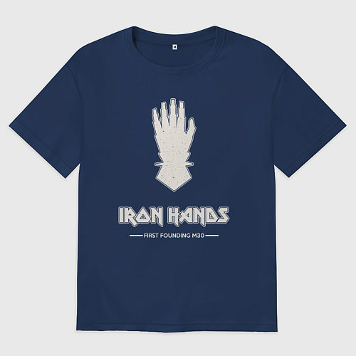 Мужская футболка оверсайз Железные руки лого винтаж / Тёмно-синий – фото 1