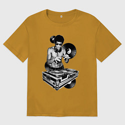 Футболка оверсайз мужская Bruce Lee - Vinyl Dj, цвет: горчичный