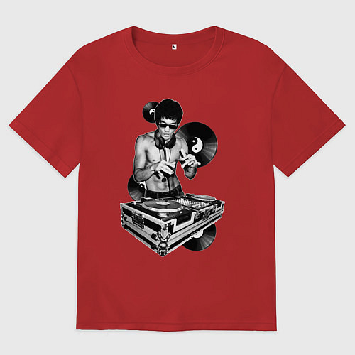 Мужская футболка оверсайз Bruce Lee - Vinyl Dj / Красный – фото 1