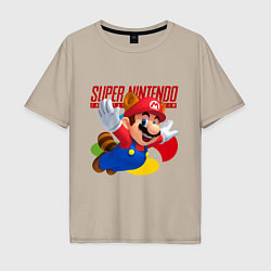 Футболка оверсайз мужская SNES - Mario, цвет: миндальный
