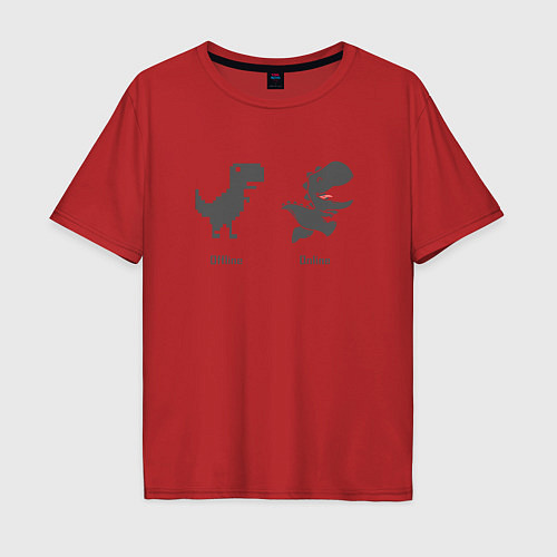 Мужская футболка оверсайз Google Dinosaur оставайся на связи / Красный – фото 1