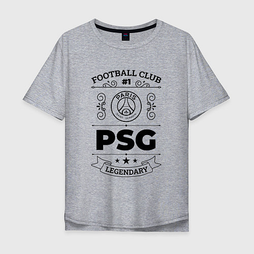 Мужская футболка оверсайз PSG: Football Club Number 1 Legendary / Меланж – фото 1