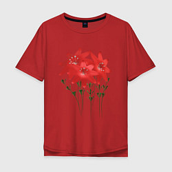 Футболка оверсайз мужская Flowers red, цвет: красный