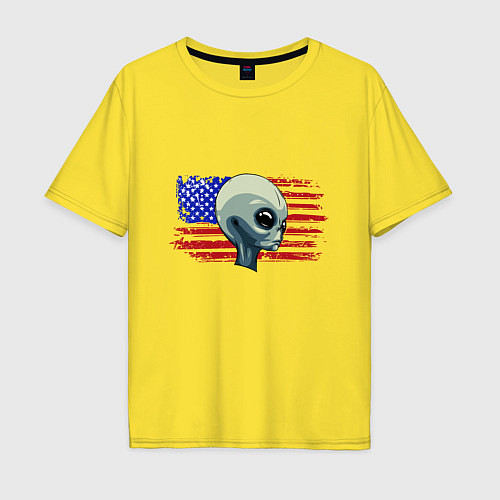 Мужская футболка оверсайз USA Alien / Желтый – фото 1