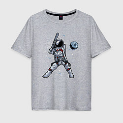 Мужская футболка оверсайз Космонавт играет в бейсбол планетой