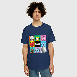 Футболка оверсайз мужская BT21 BTS к-поп, цвет: тёмно-синий — фото 2