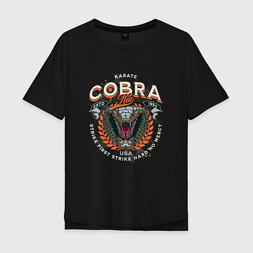 Мужская футболка оверсайз Кобра Кай - логотип с Коброй Cobra Kai Logo / Черный – фото 1