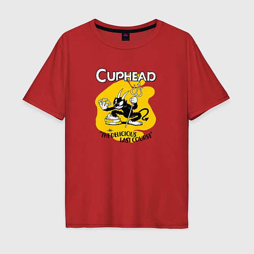 Мужская футболка оверсайз Cuphead - дьявол / Красный – фото 1