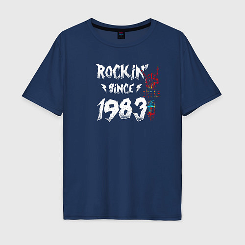 Мужская футболка оверсайз Рокер с 1983 года / Тёмно-синий – фото 1