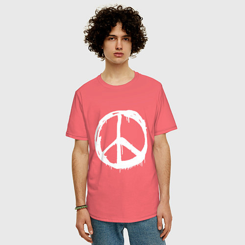 Мужская футболка оверсайз Pacific symbol white / Коралловый – фото 3