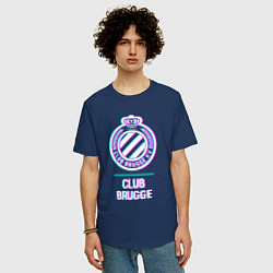 Футболка оверсайз мужская Club Brugge FC в стиле Glitch, цвет: тёмно-синий — фото 2