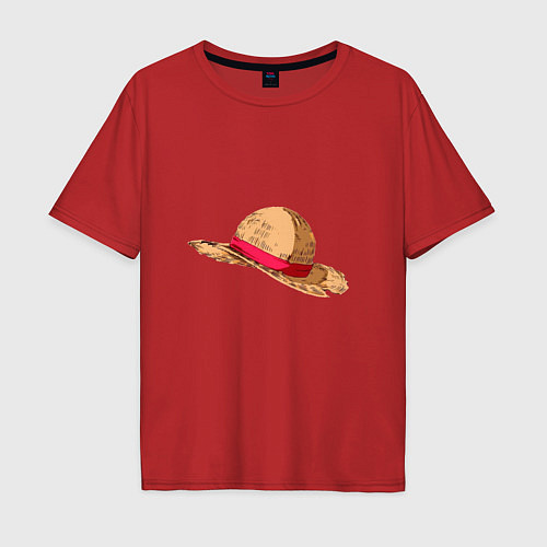 Мужская футболка оверсайз LUFFY HAT / Красный – фото 1