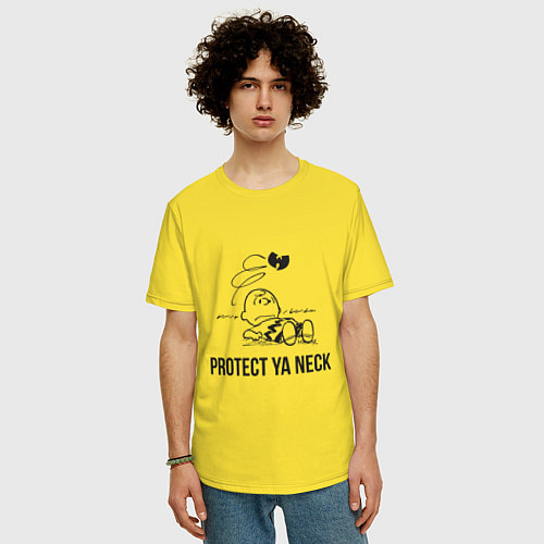 Мужская футболка оверсайз WU Protect Ya Neck / Желтый – фото 3