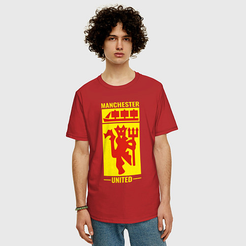 Мужская футболка оверсайз Манчестер Юнайтед символ / Красный – фото 3