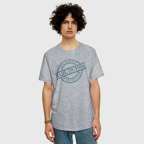Мужская футболка оверсайз Сделано в 1986 на 100 процентов аутентичный / Меланж – фото 3