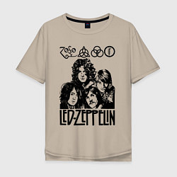Футболка оверсайз мужская Led Zeppelin Black, цвет: миндальный