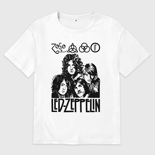 Мужская футболка оверсайз Led Zeppelin Black / Белый – фото 1