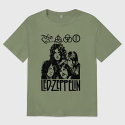 Футболка оверсайз мужская Led Zeppelin Black, цвет: авокадо