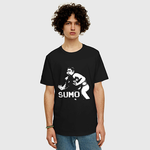 Мужская футболка оверсайз Sumo pixel art / Черный – фото 3