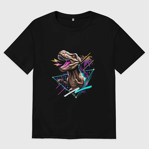 Мужская футболка оверсайз DINOSAUR IS FURIOUS / Черный – фото 1