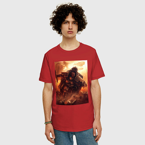 Мужская футболка оверсайз Атакующий примарх Ангрон / Красный – фото 3