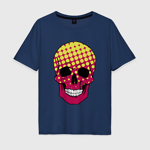 Мужская футболка оверсайз Pop-art skull / Тёмно-синий – фото 1