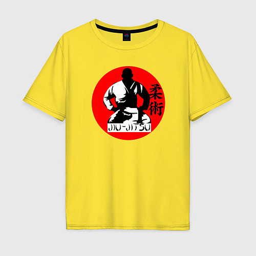 Мужская футболка оверсайз Джиу-джитсу поза лотоса / Желтый – фото 1