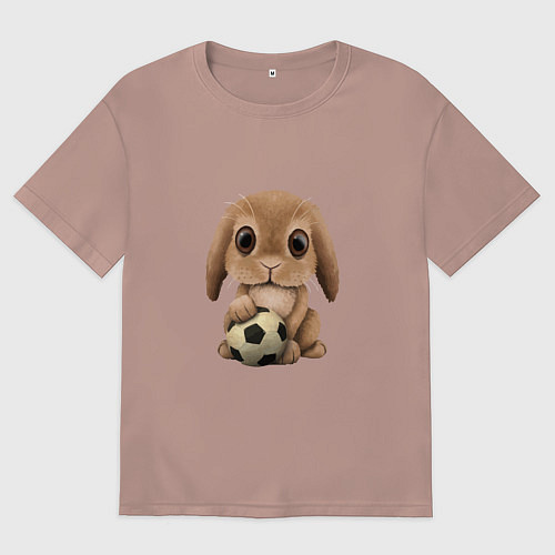 Мужская футболка оверсайз Футбол - Кролик / Пыльно-розовый – фото 1