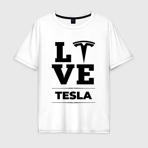 Мужская футболка оверсайз Tesla Love Classic / Белый – фото 1