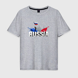 Футболка оверсайз мужская Russia объемный текст, цвет: меланж