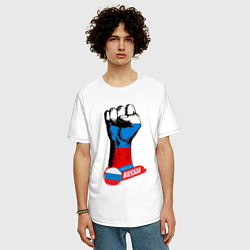 Футболка оверсайз мужская Сжатый кулак Made in Russia, цвет: белый — фото 2