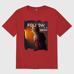 Футболка оверсайз мужская STRAY FOLLOW MEOW, цвет: красный