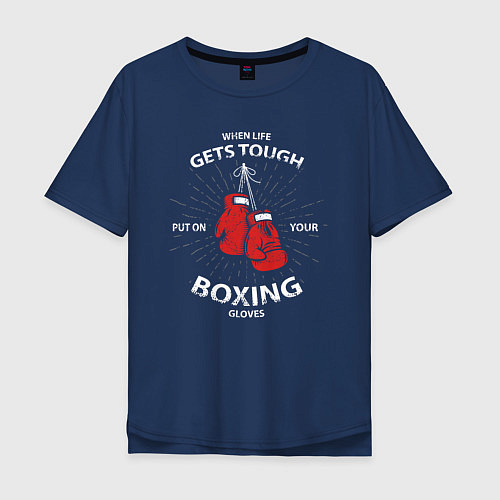 Мужская футболка оверсайз Boxing Cool / Тёмно-синий – фото 1