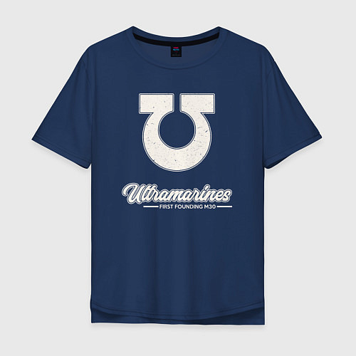 Мужская футболка оверсайз Ультрамарины винтаж лого / Тёмно-синий – фото 1