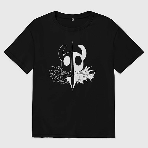 Мужская футболка оверсайз Hollow Knight черное и белое / Черный – фото 1