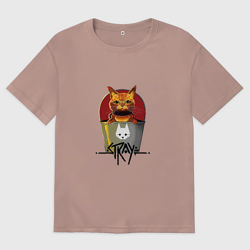 Мужская футболка оверсайз Stray - Cat / Пыльно-розовый – фото 1