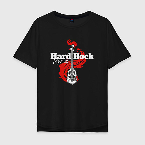 Мужская футболка оверсайз Hard rock music / Черный – фото 1