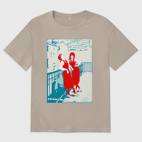 Мужская футболка оверсайз Человек бензопила 2 Демон войны / Миндальный – фото 1