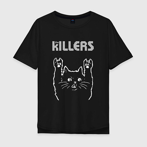 Мужская футболка оверсайз The Killers рок кот / Черный – фото 1