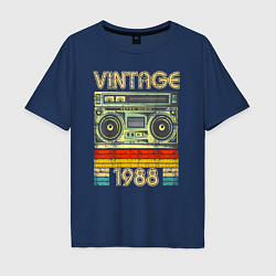 Мужская футболка оверсайз Винтаж 1988 аудиомагнитофон