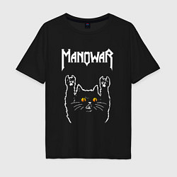 Футболка оверсайз мужская Manowar rock cat, цвет: черный