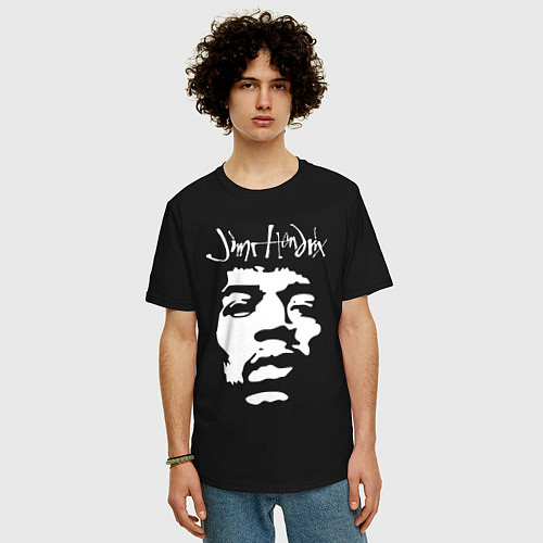 Мужская футболка оверсайз Джими Хендрикс / Черный – фото 3